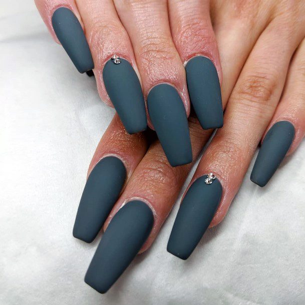 Dark Grey Matte Nails Women