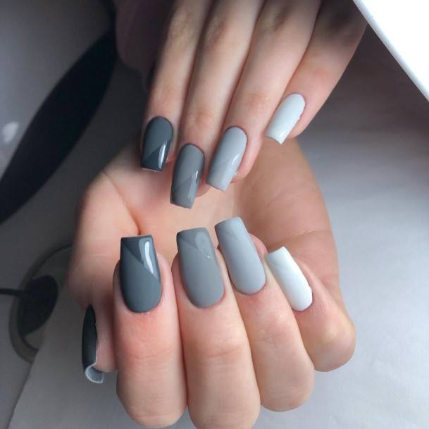 Dark Grey Nail Feminine Designs