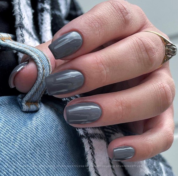 Dark Grey Nails Feminine Ideas