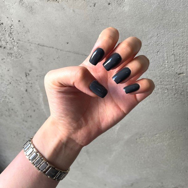 Dark Grey Nails For Girls