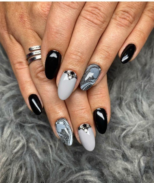 Dark Grey Womens Feminine Dark Grey Nails