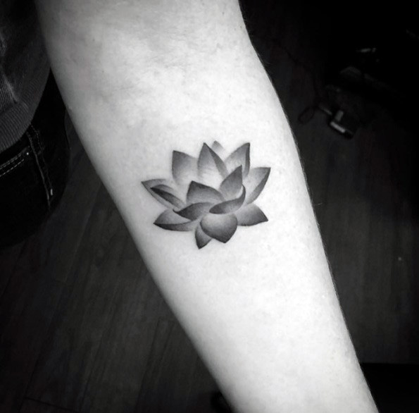 Dark Grey Womens Forearms Tattoo Lotus Flower