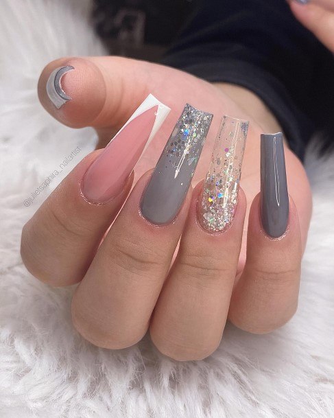 Dark Grey Womens Nail Ideas