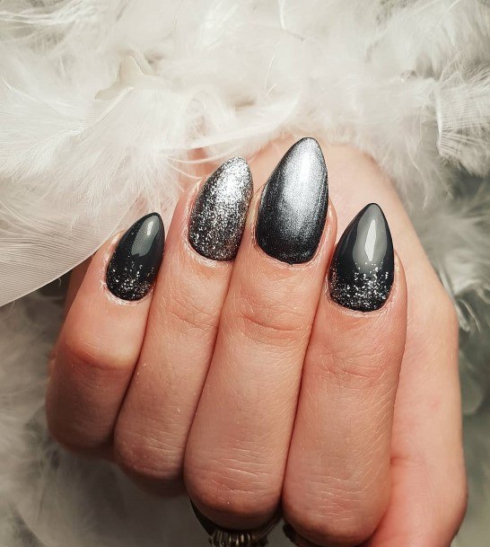 Dark Grey Womens Nails