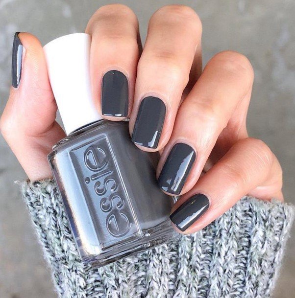 Dark Greyic Womens Dark Grey Nail Designs