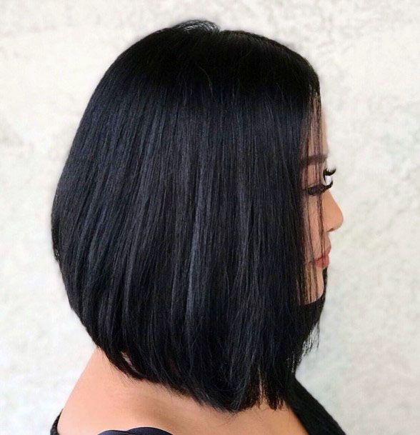 Dark Hair Angled Bob Women