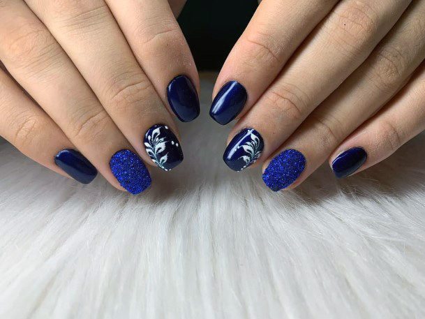 Dark Heavy Blue Dyed Nails Women