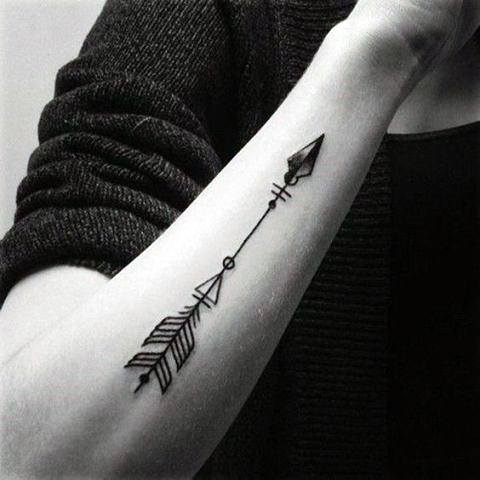 Dark Inked Arrow Tattoo Womens Hands