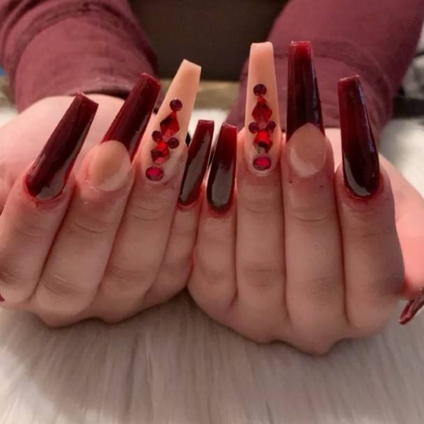 Dark Maroon Girls Nail Ideas