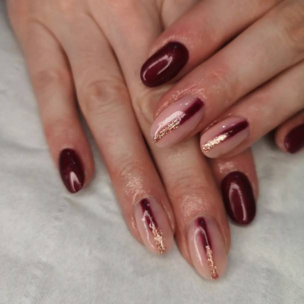 Dark Maroon Nails For Girls