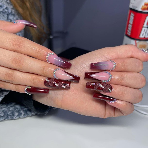 Dark Maroon Womens Nails