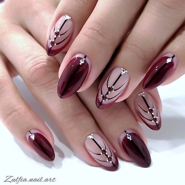 Dark Maroonic Womens Dark Maroon Nail Designs