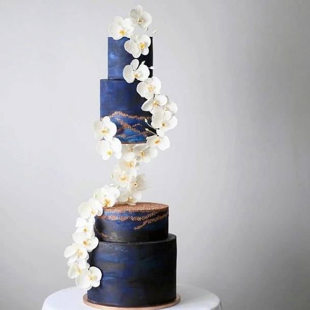 Dark Navy Blue Magical Wedding Cake