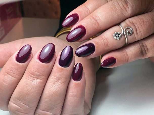 Dark Purple Almond Nails Women