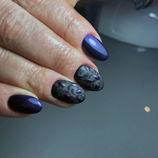 Dark Purple Dew Nails Women