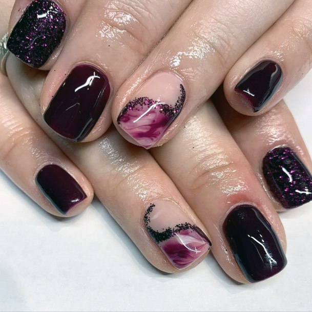 Dark Purple Plum Nails Women