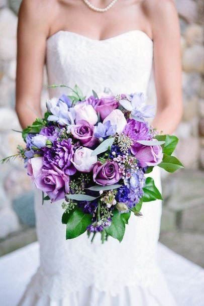 Dark Purple Rose Wedding Bouquet