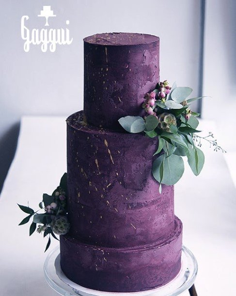 Dark Purple Wedding Cake Greens