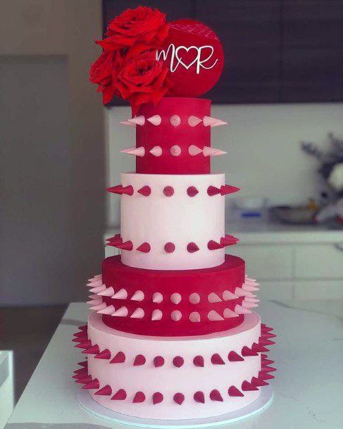 Dark Red And Pink Unique Wedding Cake