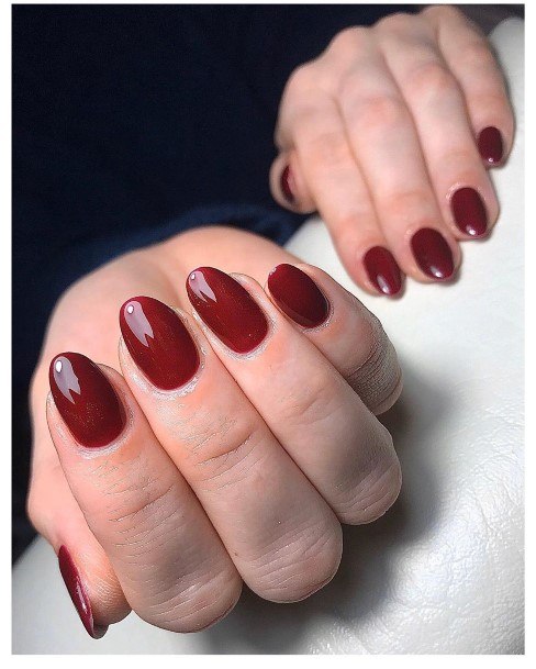 Dark Red Nail For Ladies