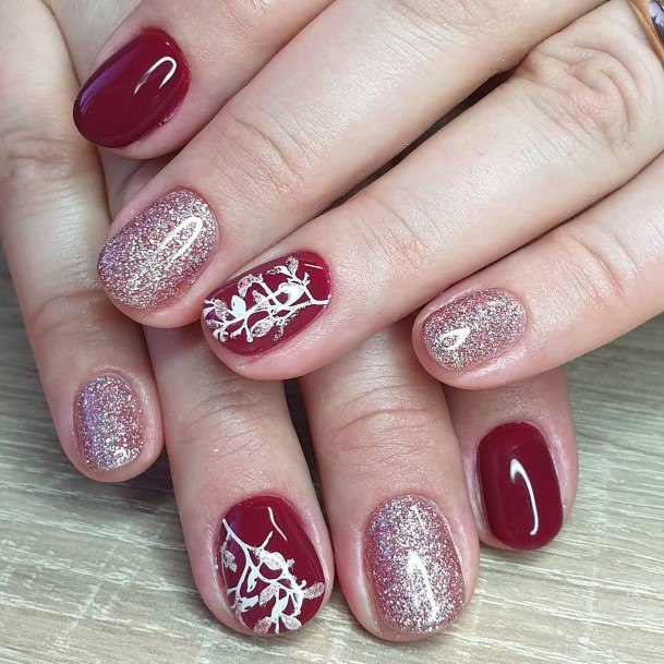 Dark Red Nails For Girls