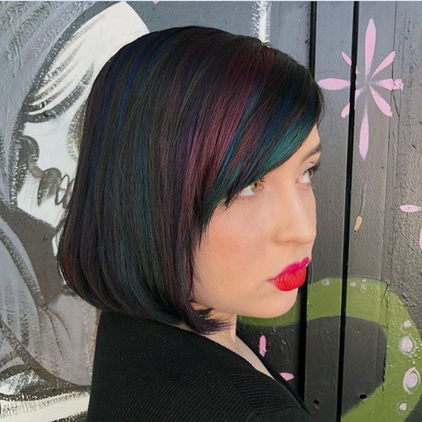 Dark Vampy Sleek Short Spunky Red Aqua Deep Teal Brown Black Bob Classy Sassy Hair Classic Classy Wild Unique