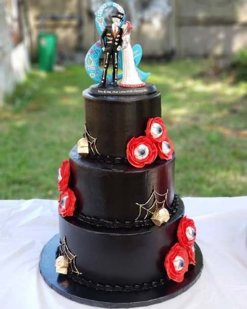 Dark Webbed Halloween Wedding Cakes