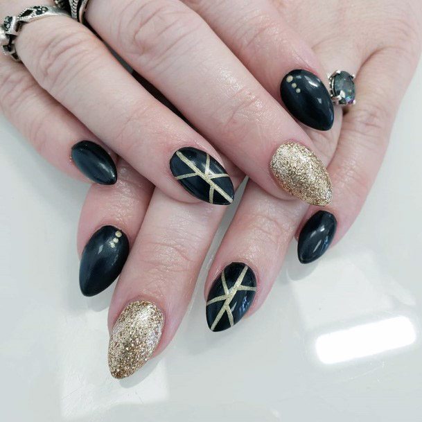 Dashing Gold Black Nail Polish