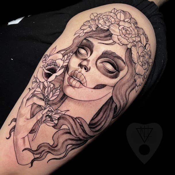 Day Of The Dead Tattoo For Ladies