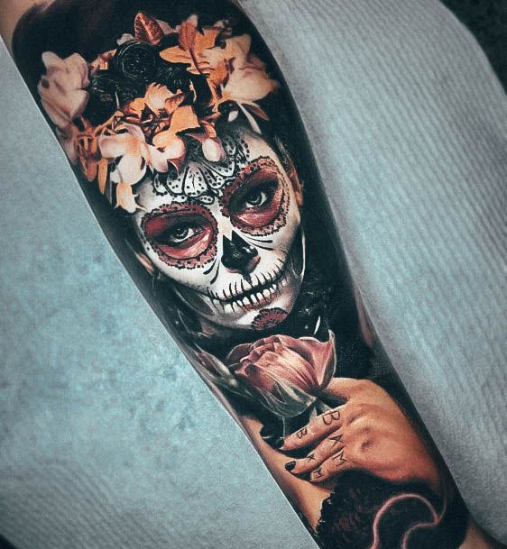 Day Of The Dead Womens Tattoo Ideas