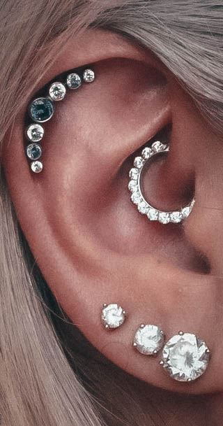 Dazzling And Sparkling Triple Lobe Trendy Daith Shiny Hoop And Blue And White Multi Diamond Helix Cute Ear Piercing Inspiration Ideas For Women