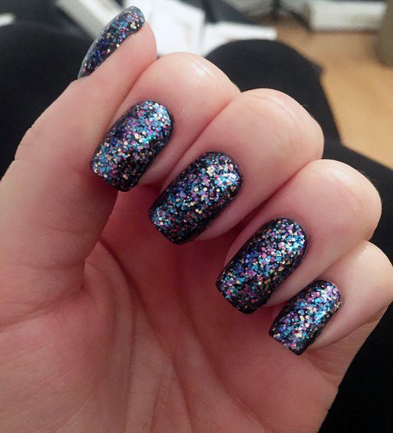 Dazzling Black Colorful Sparkly Nails Inspiration For Women