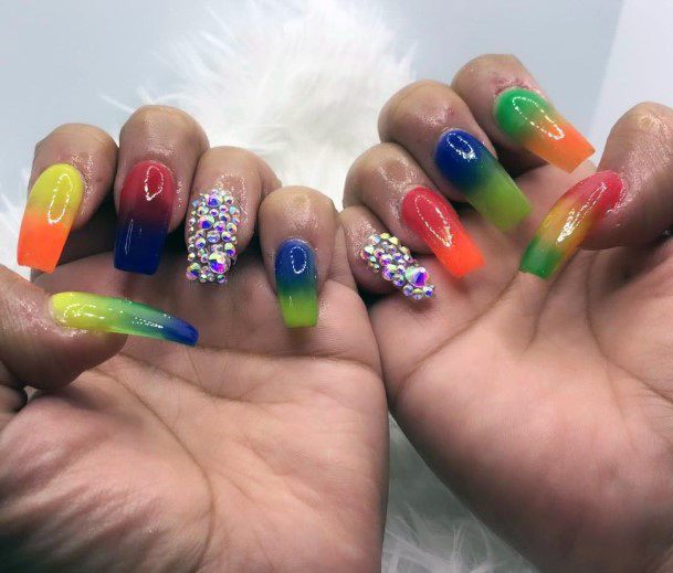 Dazzling Colorful Ombre Womens Nail Design