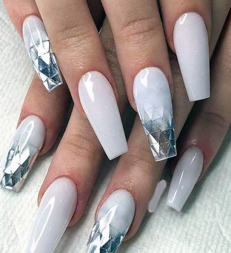 Dazzling Diamond Nails White For Women