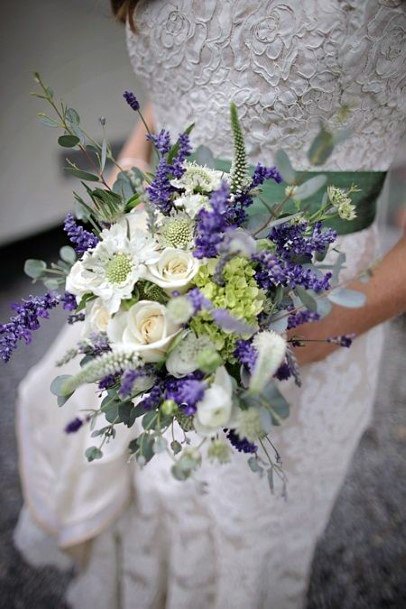 Dazzling Lavender And White Roses Wedding Flowers