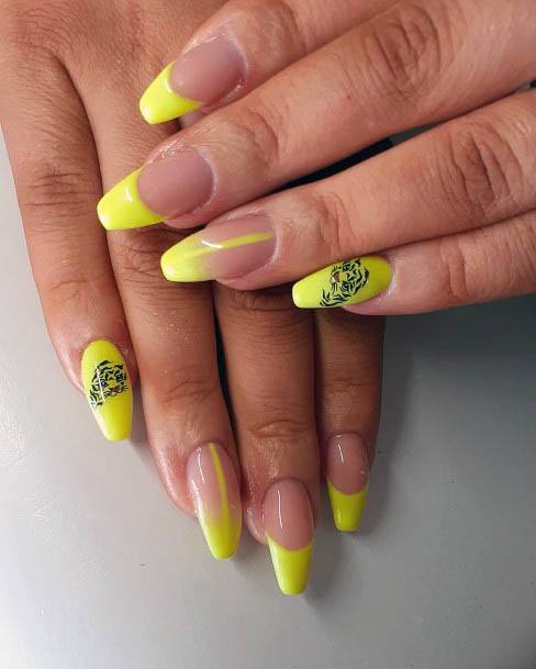 Dazzling Neon Yellow Nails Women