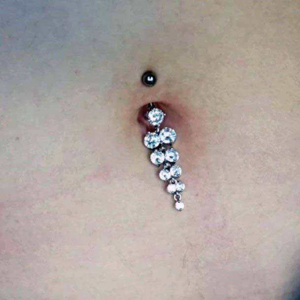 Dazzling Shiny Multi Diamond Dangling Belly Button Ring Design Cute Body Piercing Inspiration For Women