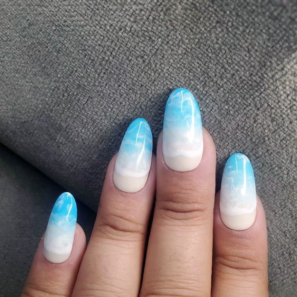 Dazzling White And Blue Water Nails Women