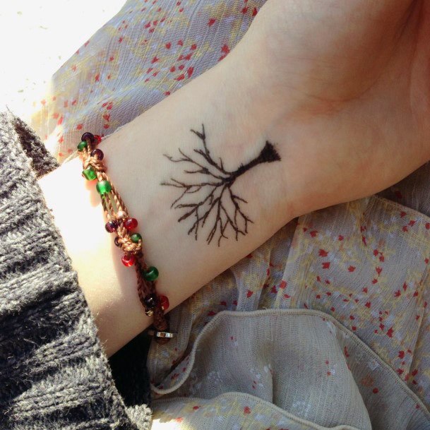 Dead Tree Tattoo Womens Wrist