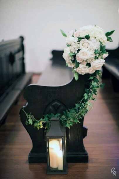 Decorated Benches Church Wedding