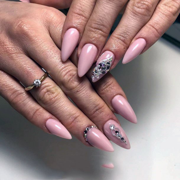 Decorated Pink Butterfly Nails Women