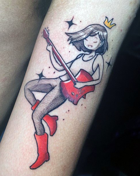 Decorative Adventure Time Tattoo On Female