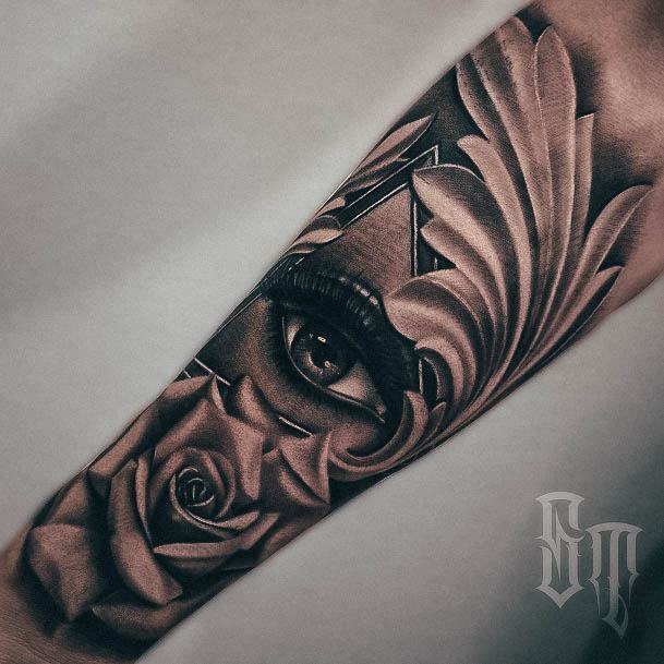 Decorative All Seeing Eye Tattoo On Female