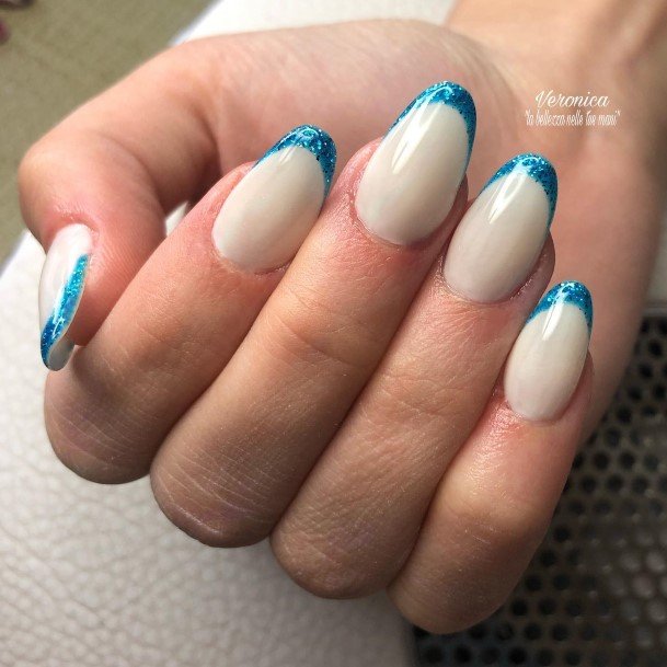 Decorative Almond French Nail On Female