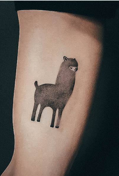 Decorative Alpaca Tattoo On Female