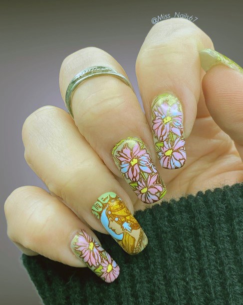 Decorative Art Nouveau Nail On Female