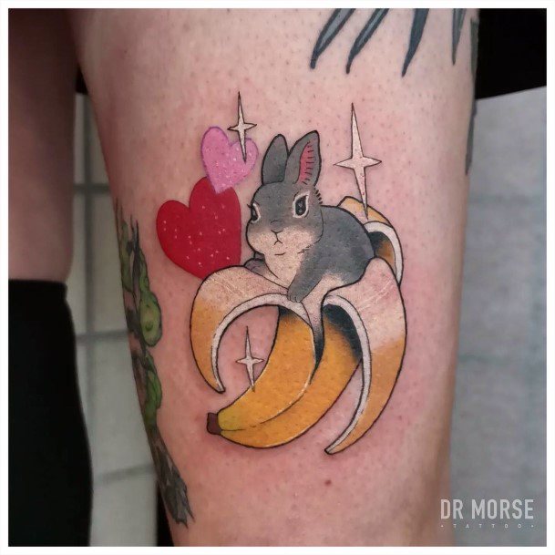 Decorative Banana Tattoo On Female