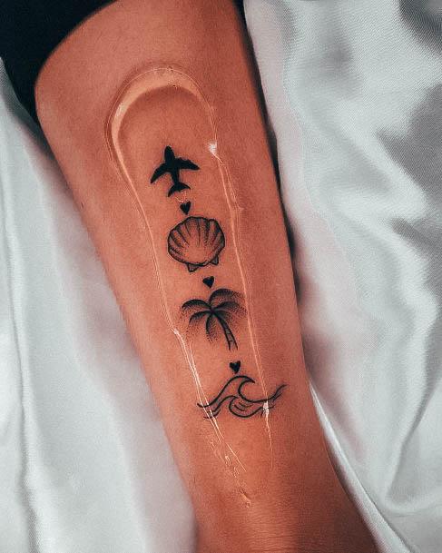 Decorative Beach Tattoo On Female