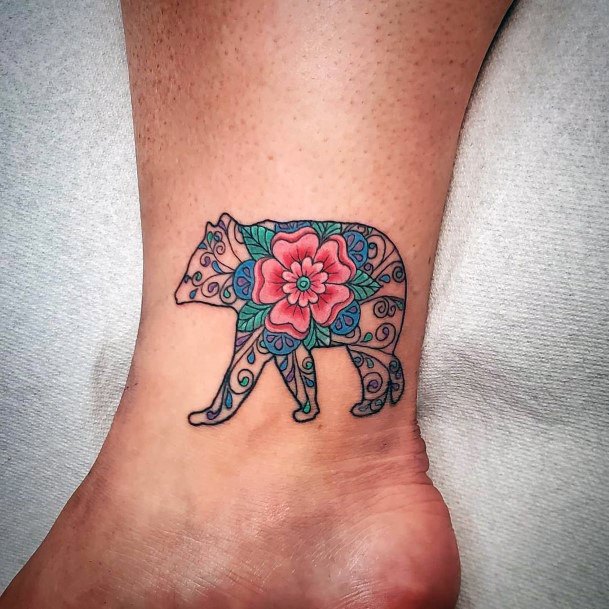 Decorative Bear Tattoo For Women
