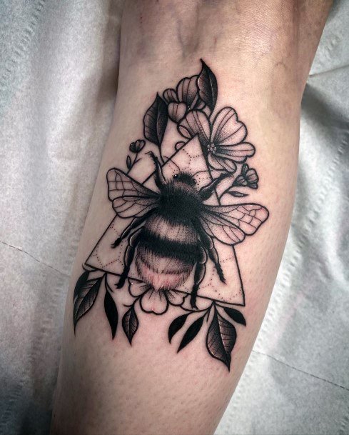 Decorative Bee Tattoo On Female